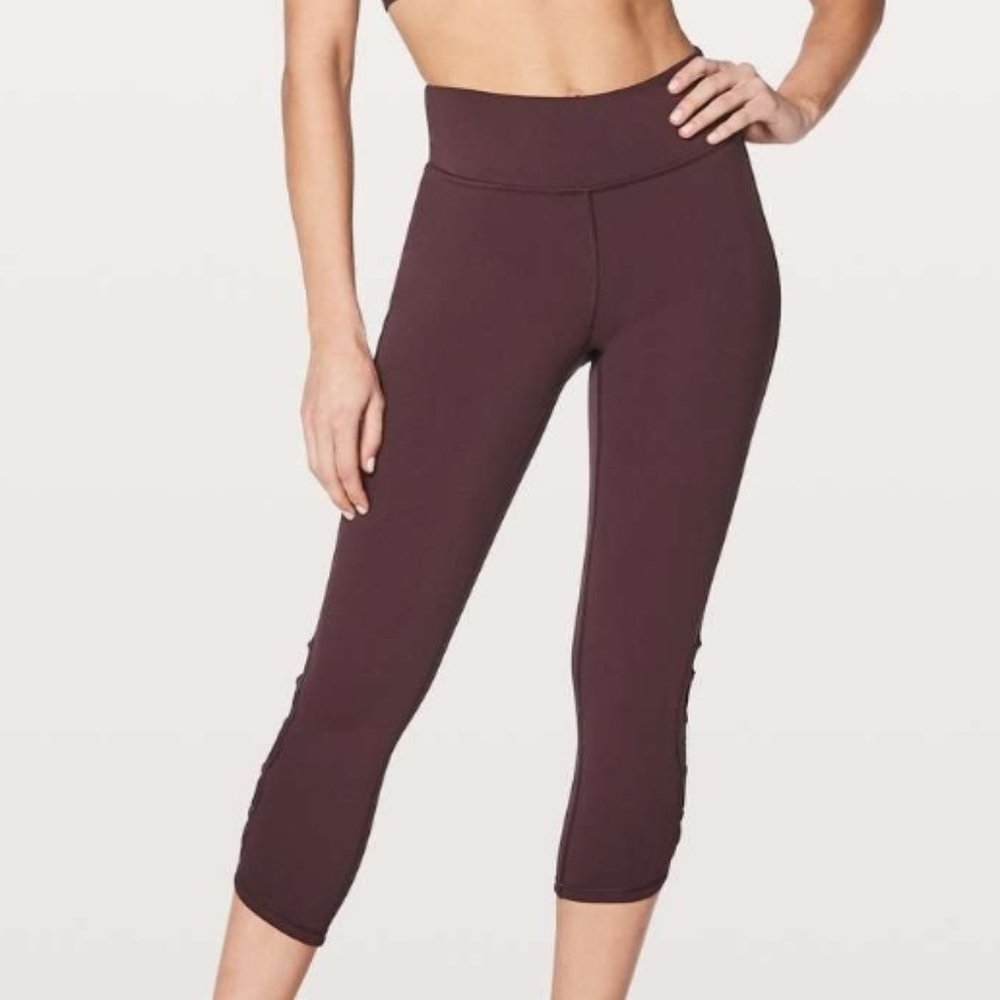 (19.) Lululemon Tied to Crop Black Cherry